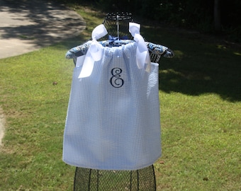 Seersucker Baby, toddler, and girls Ribbon Tie Dress  sz 6m, 9m, 12m, 18m, 24m/ 2, 3,4,5,6