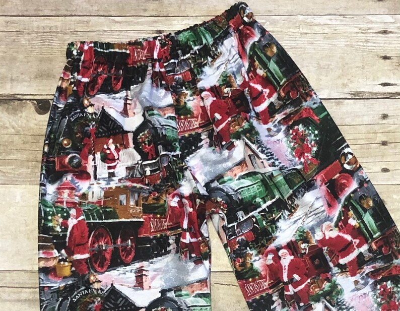 Sz 3 ready to ship Santa train Pants for baby, toddler, and Boys Christmas Pants size 3t North Polar express. zdjęcie 1