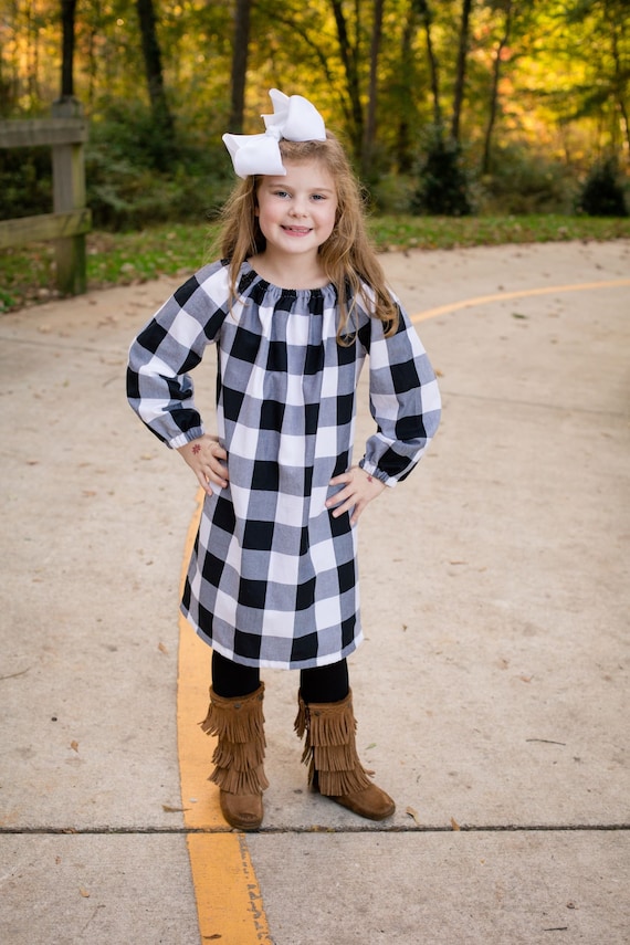 Buffalo Plaid Christmas Dress Babys First Christmas Girls Christmas Baby Girls 12m 18m 24m 2 3 4 5 6 7 8 White Black Plaid Gingham Etsy UK