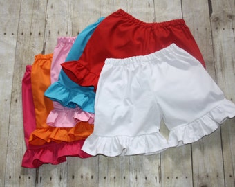 Solid ruffle shorts sz 12m, 18m, 24m/2t, 3, 4, 5, 6, 7, 8, 10, 12 Baby/Toddler/Girls