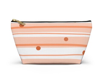 Coral Striped Polka Dot Accessory Pouch