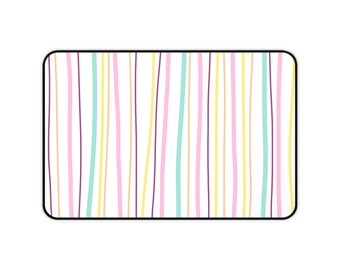 Pastel Striped Lines Desk Mat | Colorful Vertical Stripe Mouse Pad