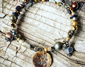 Soul Sister bracelet; mixed metal; best friend jewelry