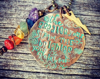 Inspirational quote; Rainbow necklace