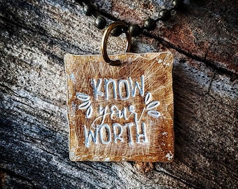 Know your worth necklace; self esteem; confidence jewelry