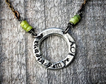 Chasing my joy; personal jewelry; inspirational gift ; mixed metal; meaningful necklace