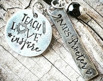Teach, Love, Inspire; Personalized Teacher Necklace; End of Year gift; Teacher Appreciation