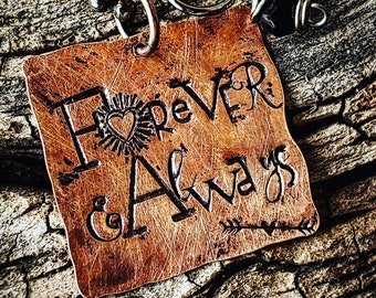 Love Necklace; copper charm necklace; Forever and Always