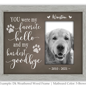 dog memorial picture frame for loss of pet, remembrance frame for your beloved dog or cat, pet loss gift, in memory of pet frame CAN-202