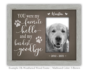 dog memorial picture frame for loss of pet, remembrance frame for your beloved dog or cat, pet loss gift, in memory of pet frame CAN-202