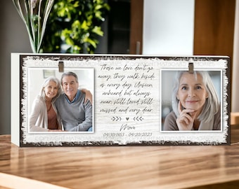 Memorial Gift for Loss of Loved One, Personalized Distressed Photo Block, In Loving Memory Frame, Bereavement and Sympathy Gifts for Desktop