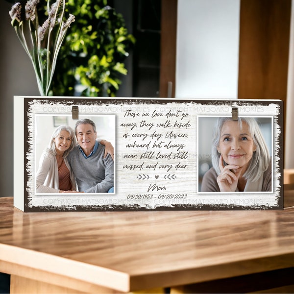 Memorial Gift for Loss of Loved One, Personalized Distressed Photo Block, In Loving Memory Frame, Bereavement and Sympathy Gifts for Desktop