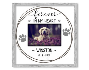 Pet Loss Memorial Pet Sympathy Gift Dog Cat Forever in Our Hearts Personalized Picture Frame Customized Dog Loss Gift Companion Loss