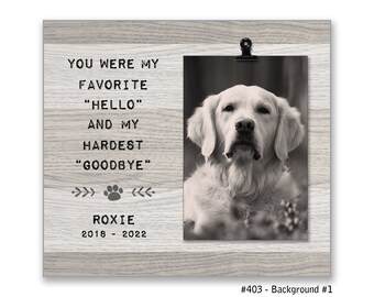 Personalized Pet Memorial Frame, Custom Pet Loss Keepsake for Dog, Cat, Horse Remembrance, 8x9 Rustic Picture Frame with Photo Clip