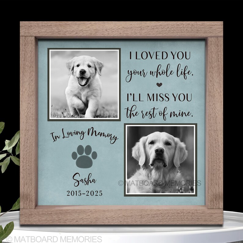 Dog memorial gift, I loved you your whole life, Memorial picture frame personalize, Pet Sympathy, Pet Loss, Cat Memorial, Loss of Dog Gift 1-Blue