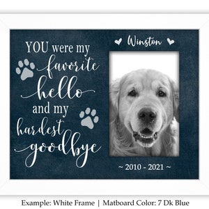 custom dog memorial picture frame for loss of pet, personalized pet bereavement frame for loss of dog, picture frame personalized CAN-202