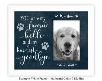 custom dog memorial picture frame for loss of pet, personalized pet bereavement frame for loss of dog, picture frame personalized CAN-202