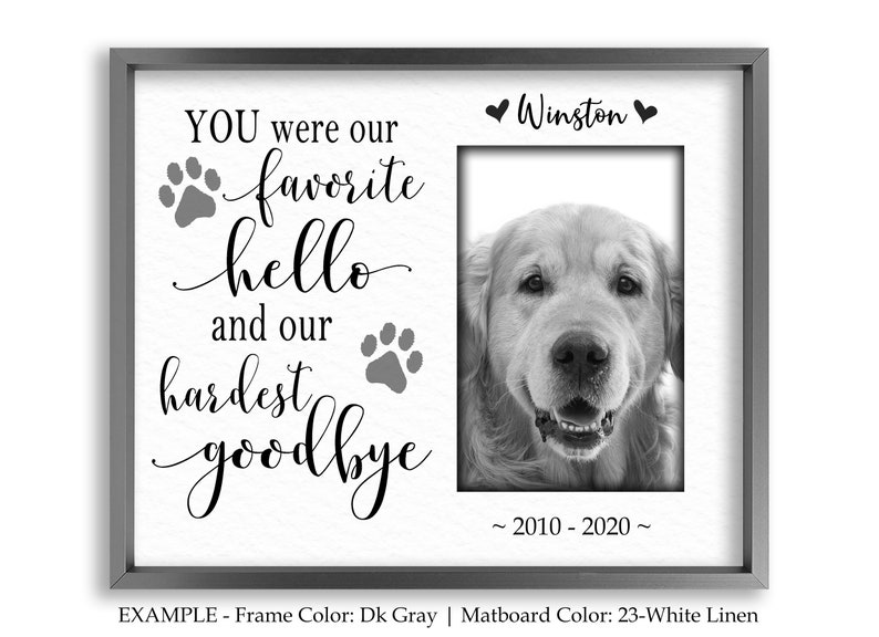 Dog memorial picture frame for loss of pet remembrance frame Etsy