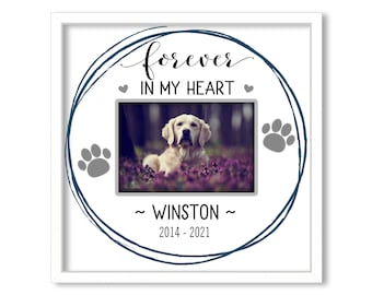 Dog Memorial Picture Frame Forever in My Heart for Loss of Pet Companion, Personalized Gift Dog Loss Custom Frame, Dog Died Gift for Friend