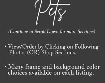 PETS.  Order from Main Page Listing Photo or Shop Sections