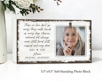 Bereavement Gift for Loss of Father, Mother, Son, Daughter, Personalized Sympathy Photo Block, Self Standing, Memorial Picture Frame