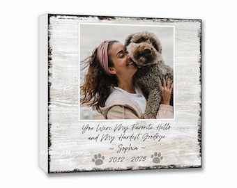 Personalized Pet Loss Gift, You were my favorite hello and hardest goodbye, Dog Memorial Frame, Cat Loss Photo Block, Horse Remembrance