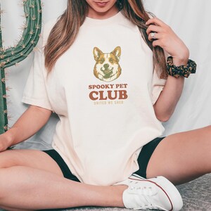 Spooky Pet Club United We Shed Shirt, Corgi Graphic Tee, Ivory Comfort Colors Tee image 3