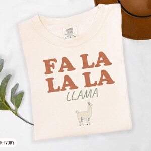 Fa La Llama Shirt, Funny Christmas Gift for Animal Lovers, Ivory Comfort Colors Tee image 10