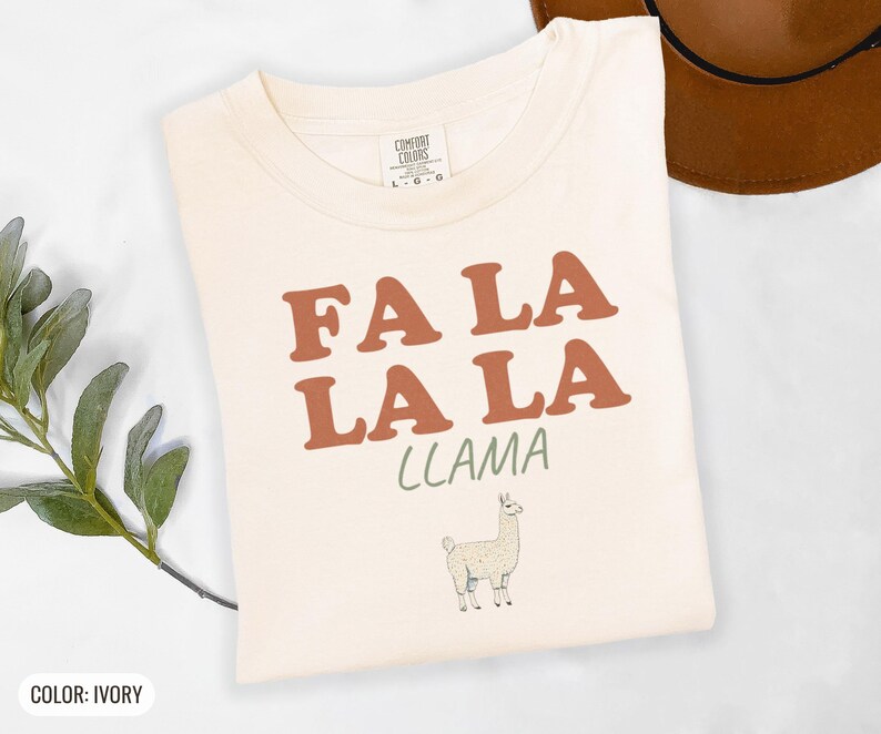 Fa La Llama Shirt, Funny Christmas Gift for Animal Lovers, Ivory Comfort Colors Tee image 10