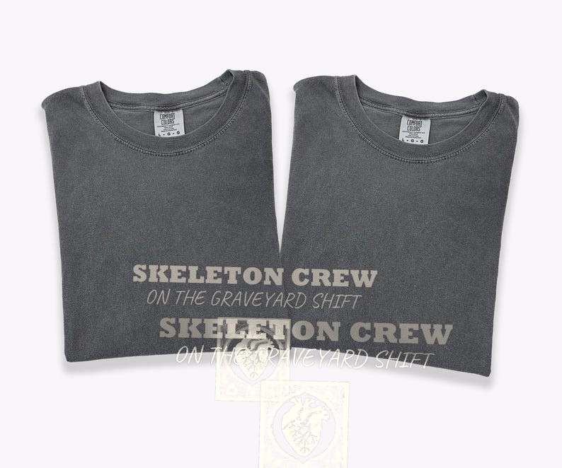 Skeleton Crew On Graveyard Shift Shirt, Er Nurse Shirt, True Navy Comfort Colors Tee image 11