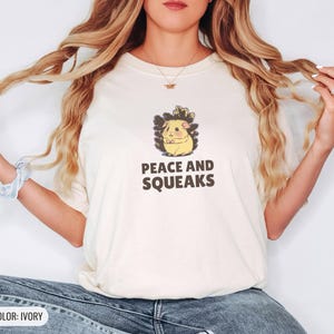 Peace and Squeaks Shirt, Guinea Pig Lover Gift, Ivory Comfort Colors Tee image 5