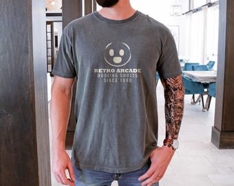 Retro Arcade Dodging Ghosts Shirt, Vintage Maze Game Tee, Blue Jean Comfort Colors Tee