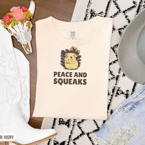 Peace and Squeaks Shirt, Guinea Pig Lover Gift, Ivory Comfort Colors Tee image 8