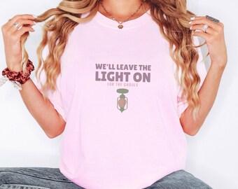 We'll Leave The Light On For The Ghouls Shirt, Halloween Shirt, Ivory Comfort Colors Tee