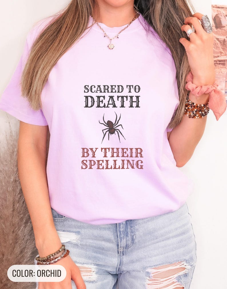 Scared To Death By Their Spelling Shirt, Halloween Shirt, Butter Comfort Colors Tee Orchid