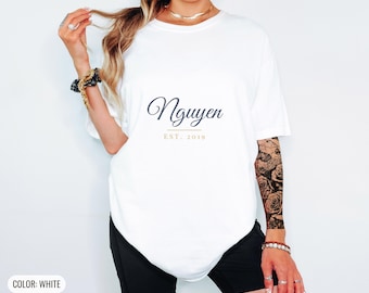 Family Est Shirt - Custom Name Year Script Comfort Colors Tee