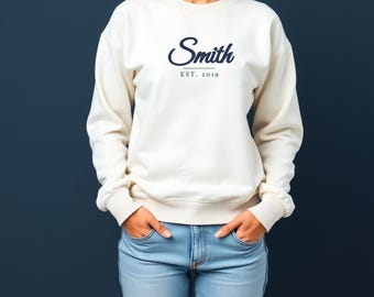 Family Est Sweatshirt - Custom Name Year Script Crewneck