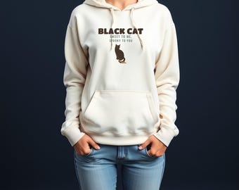 Felpa con cappuccio per amanti dei gatti ad Halloween - Felpa con cappuccio nera con gatto