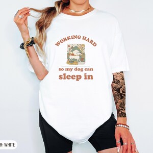 Working Hard Shirt, Dachshund Graphic Tee, Funny Dog Owner Tee, Ivory Comfort Colors Tee White