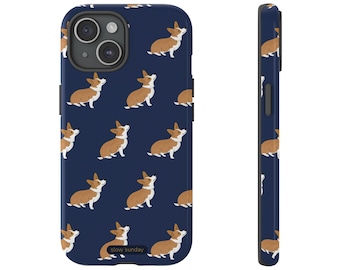 Corgi Pattern Phone Case, Tough Case for iPhone 17 Galaxy S26 Pixel 9, Cute Phone Case Gift