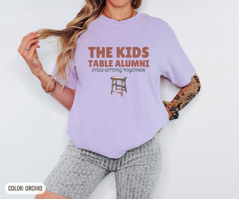 The Kids Table Alumni Shirt, Thanksgiving Shirt for Family, Orchid Comfort Colors Tee image 3