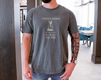 Cubicle Escape Shirt, Dog Graphic Tee, Funny Office Tee, Blue Jean Comfort Colors Tee