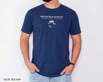 Mycology Society Shirt, Mushrooms Graphic Tee, True Navy Comfort Colors Tee