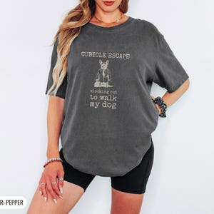 Cubicle Escape Shirt, Dog Graphic Tee, Funny Office Tee, Blue Jean Comfort Colors Tee image 2