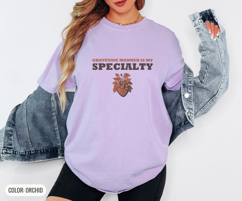 ER Nurse Halloween Shirt - Graveside Manner Comfort Colors Tee Orchid