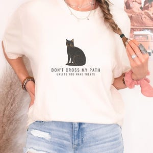 Black Cat Halloween Shirt - Don't Cross My Path Comfort Colors Tee image 4