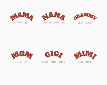 Nana Shirt - Custom Grandkids Names Varsity Comfort Colors Tee