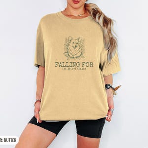 Corgi Fall Shirt - Falling for the Sploot Season Comfort Colors Tee Butter