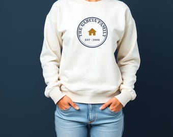 Felpa girocollo Family Est - Nome personalizzato Anno Distintivo Vintage Girocollo