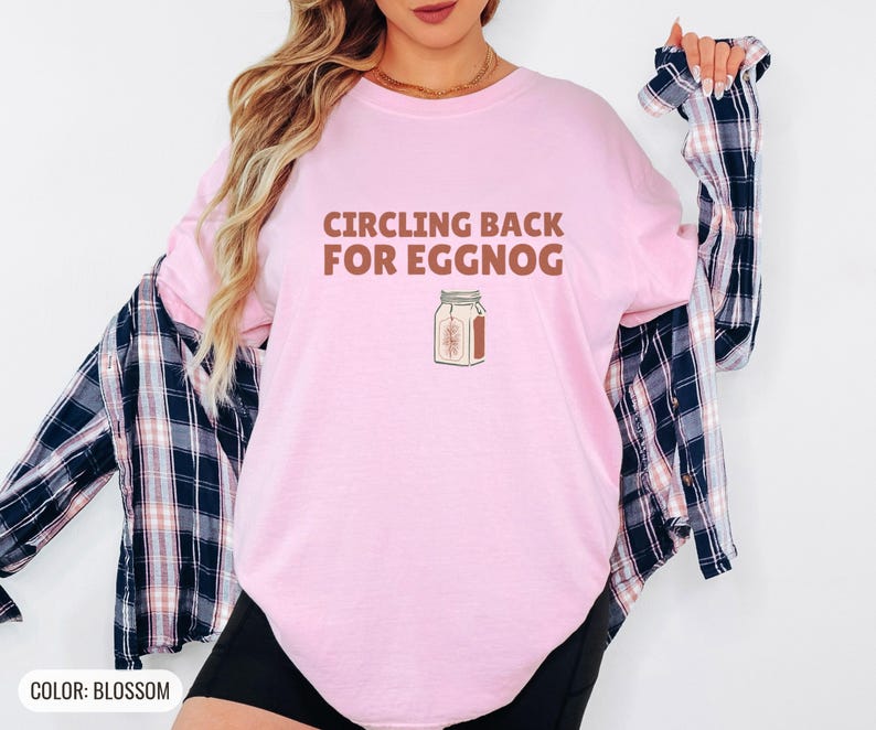 Circling Back For Eggnog Shirt, Pine Graphic Tee, Seafoam Comfort Colors Tee Blossom